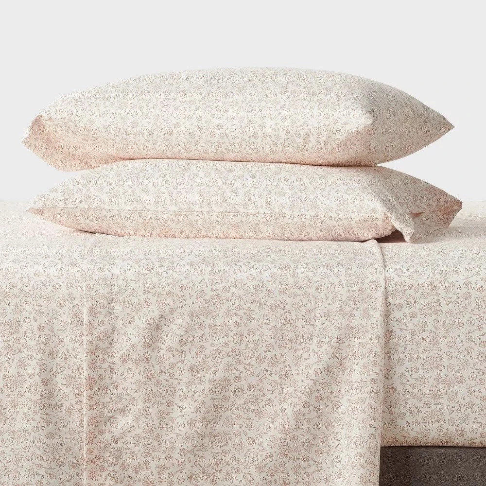 Room Essentials Orange Dusk Ditsy Floral Fitted Sheet, Twin/XL